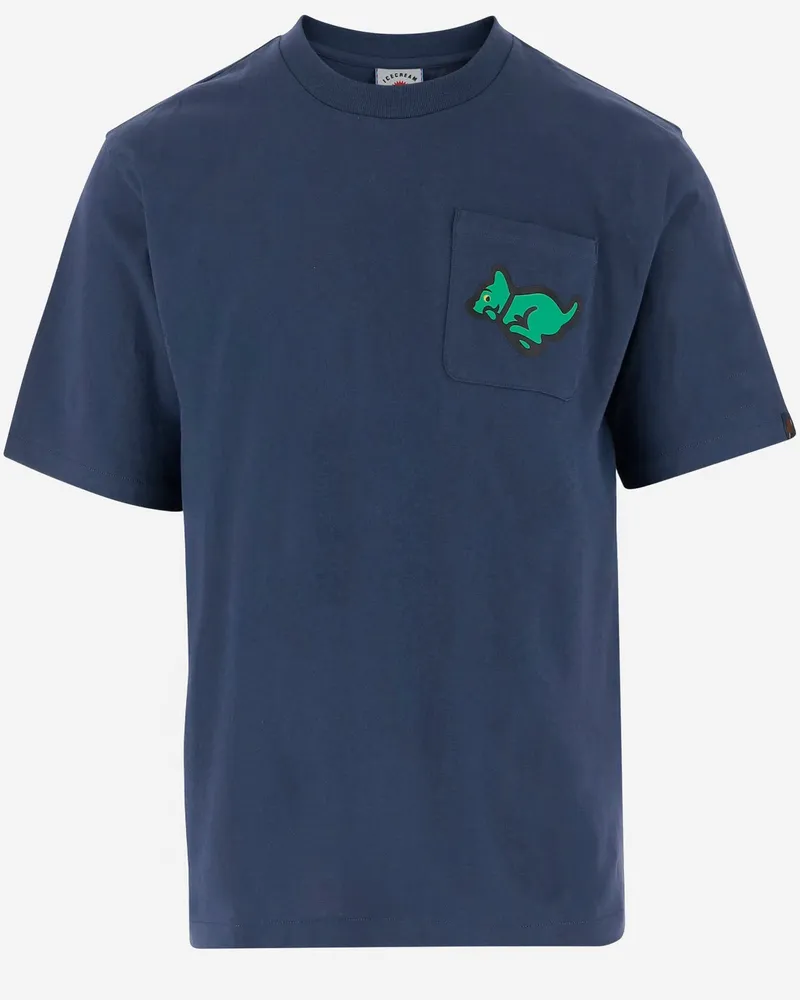 ICECREAM Eiscreme Baumwoll -T -Shirt mit Logo Blue