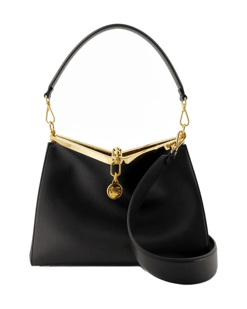 Etro Pelle Unita Hobo Bag  Leder schwarz Schwarz