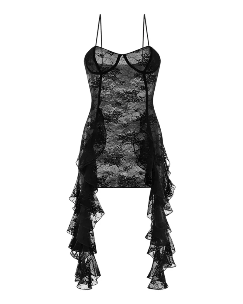Oséree Oseee Lace Ruffle Mini Kleid Black