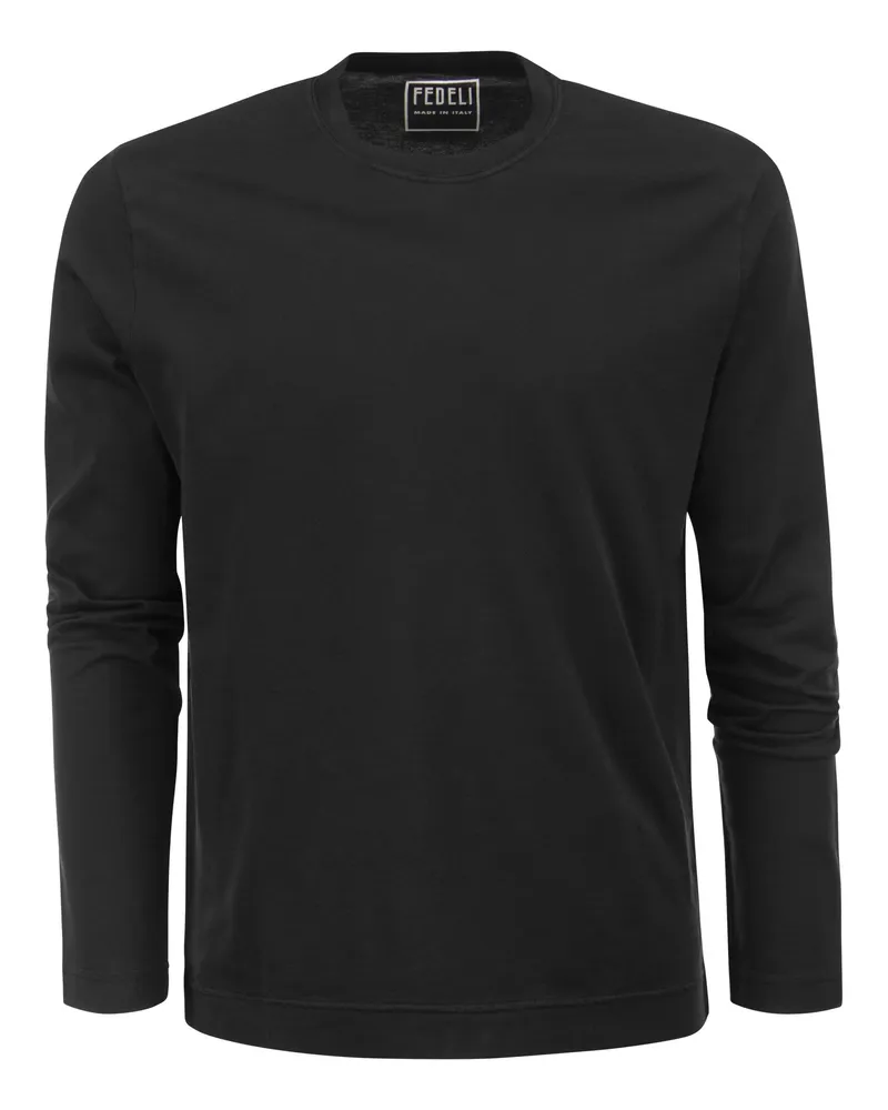 Fedeli Langarm mit Bio -Baumwoll -T -Shirt Schwarz