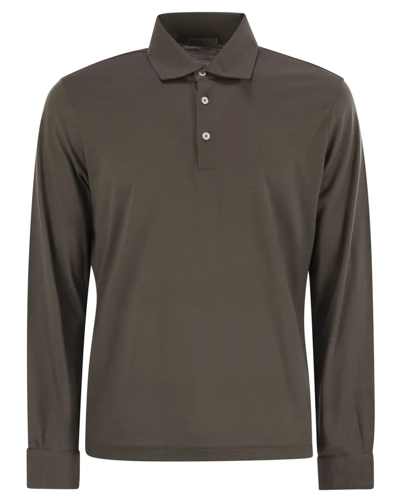 Herno Resort Polo -Hemd in weichem Wollstrick Turtledove
