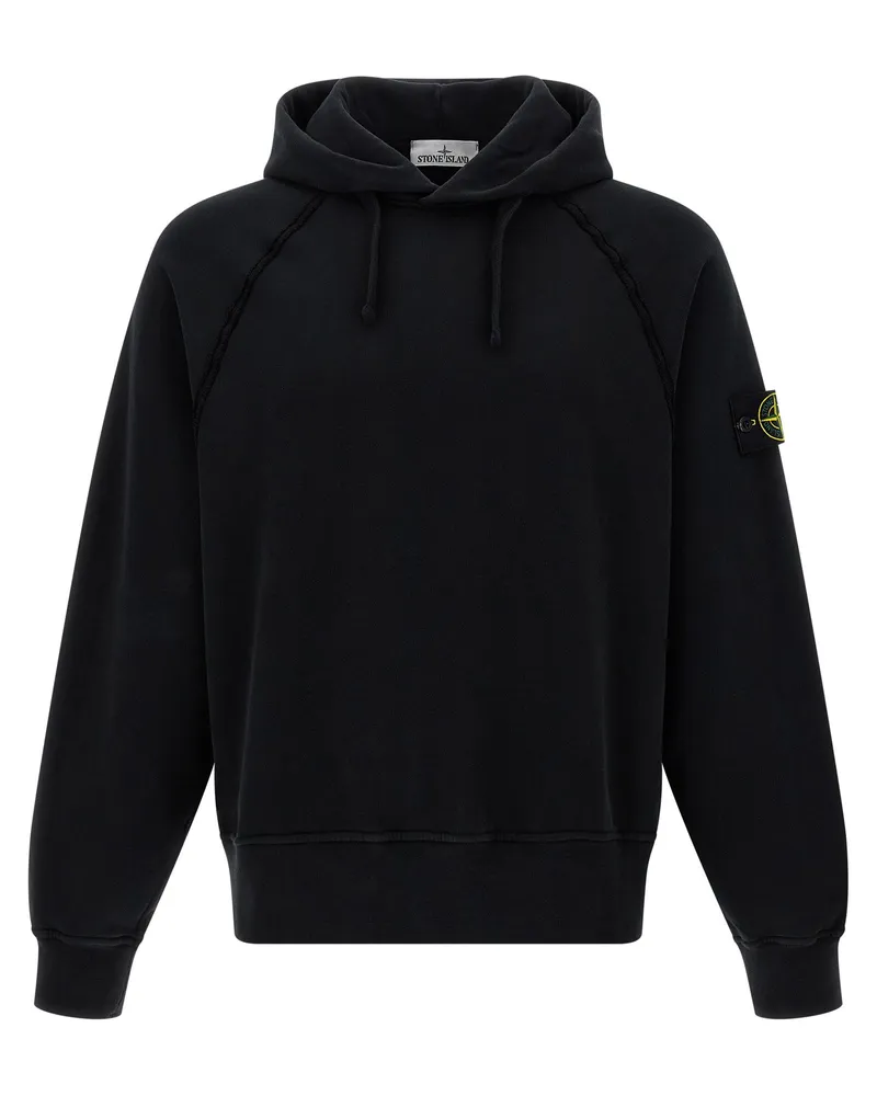 Stone Island Logo Badge Hoodie Black