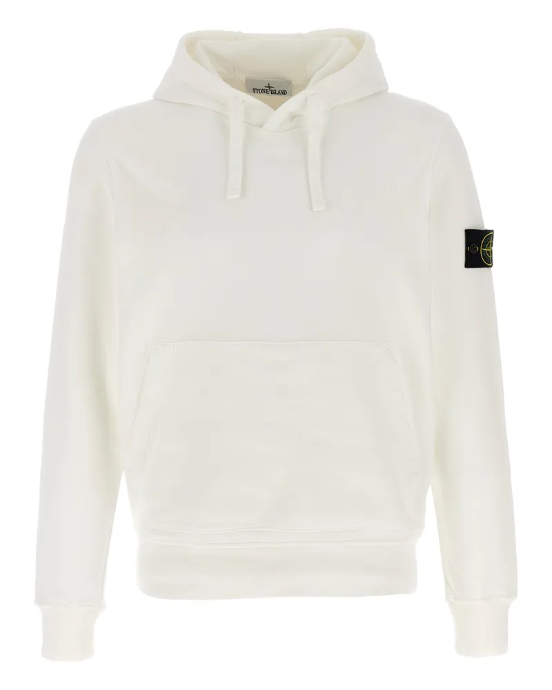 Stone Island Logo Badge Hoodie White