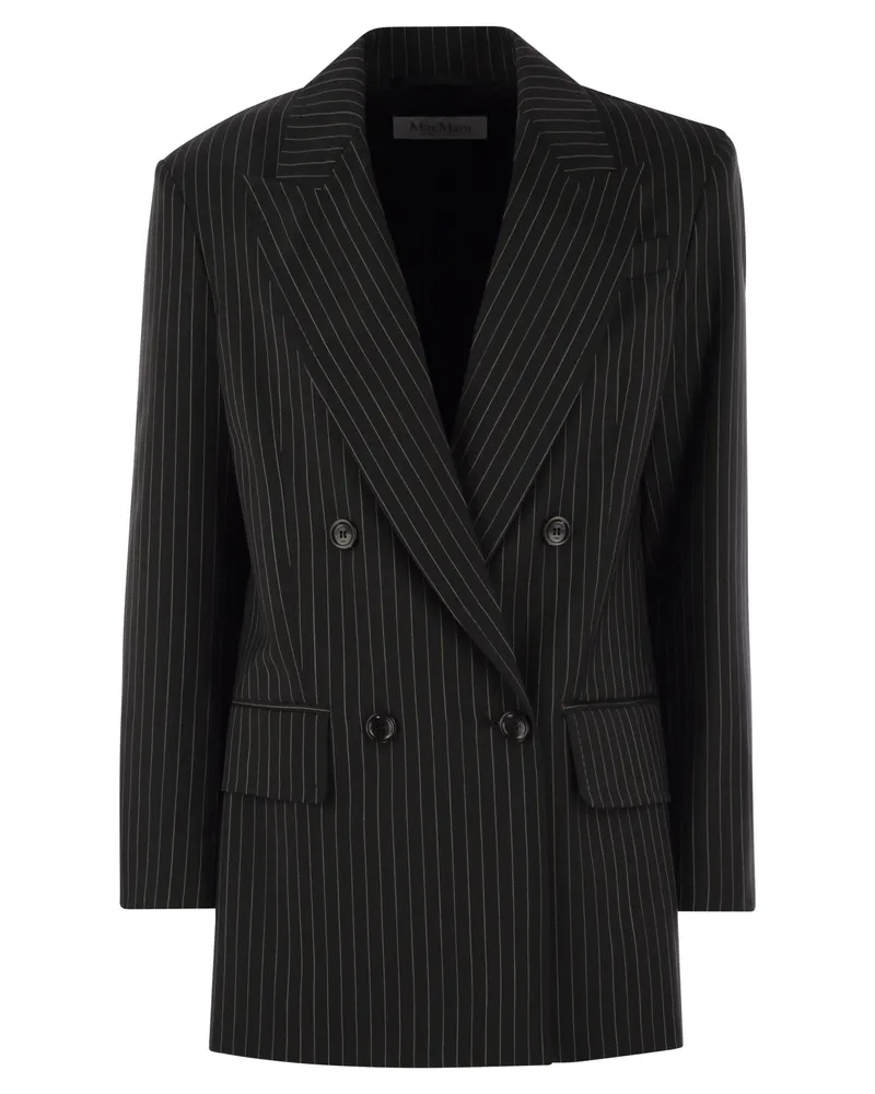 Max Mara Mattia Nadelstreifen -Wolle Doppelbrustblazer Black