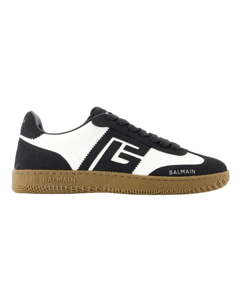 Balmain Schwan -Turnschuhe  Leder schwarz Black