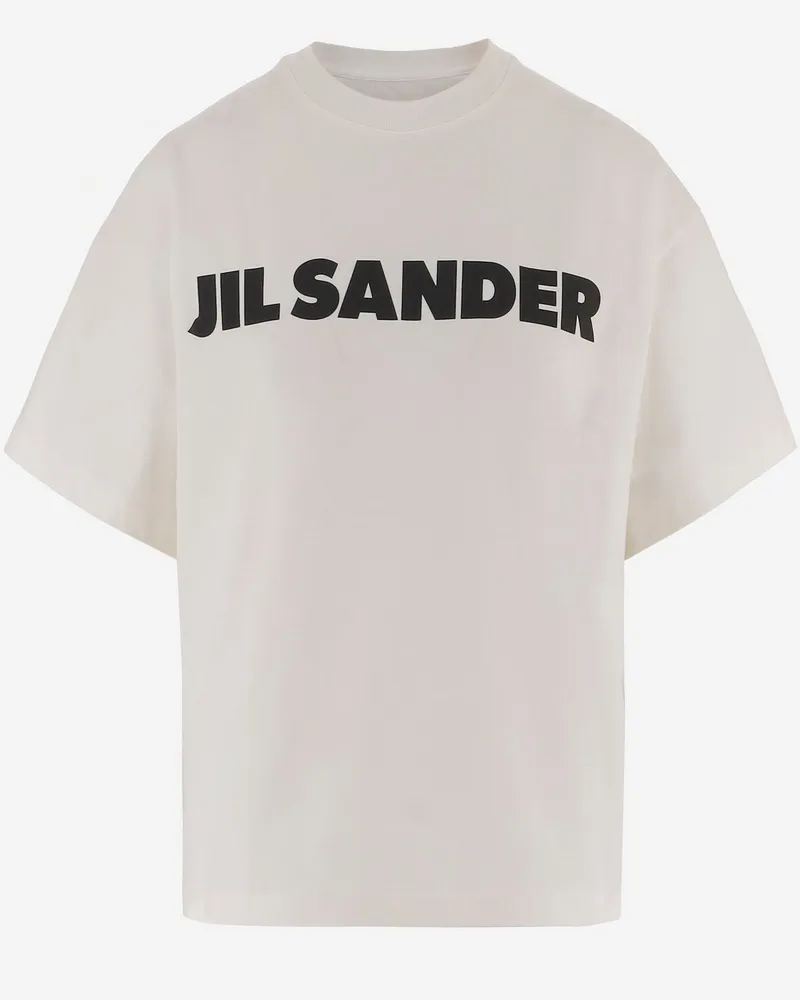 Jil Sander Baumwoll-T-Shirt mit Logo White