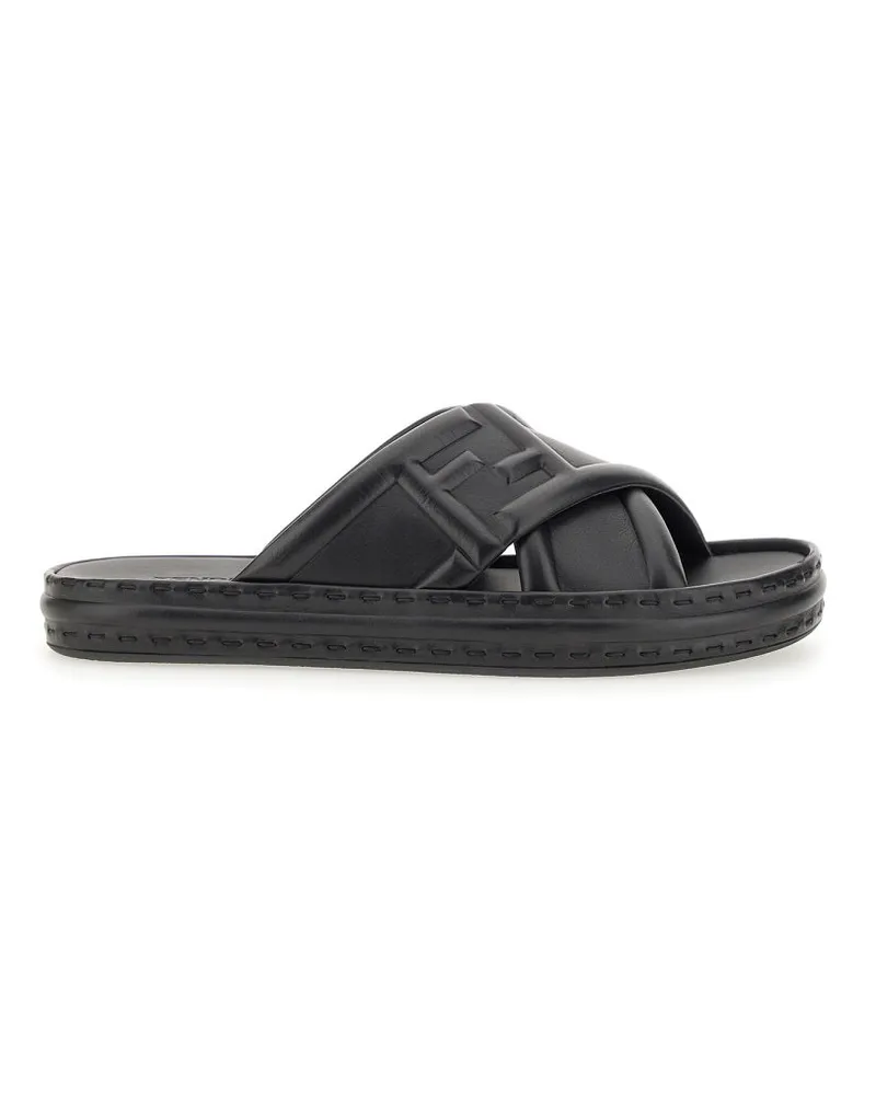 Fendi schwarzer Ledersandalen Black