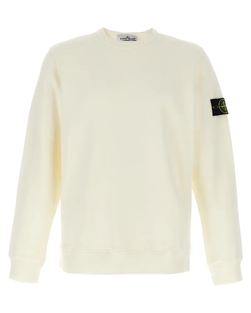 Stone Island Baumwoll-Sweatshirt mit -Logoaufnäher White
