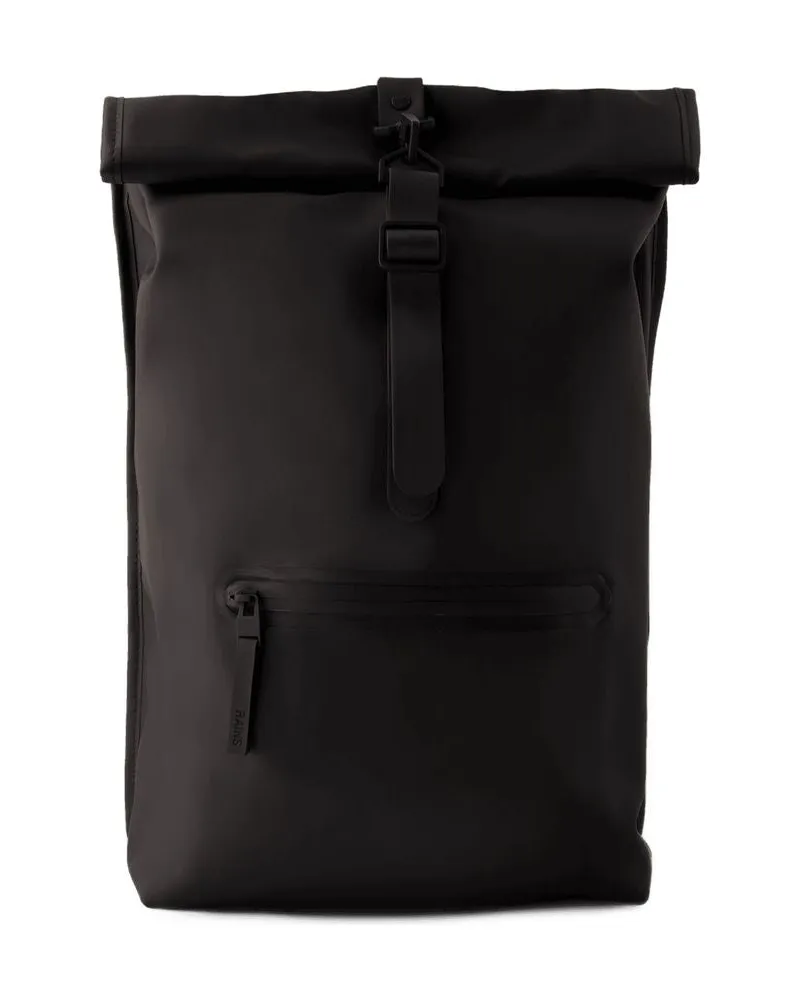 RAINS Rolltop Rucksack Rucksack Regen synthetische Schwarz Schwarz
