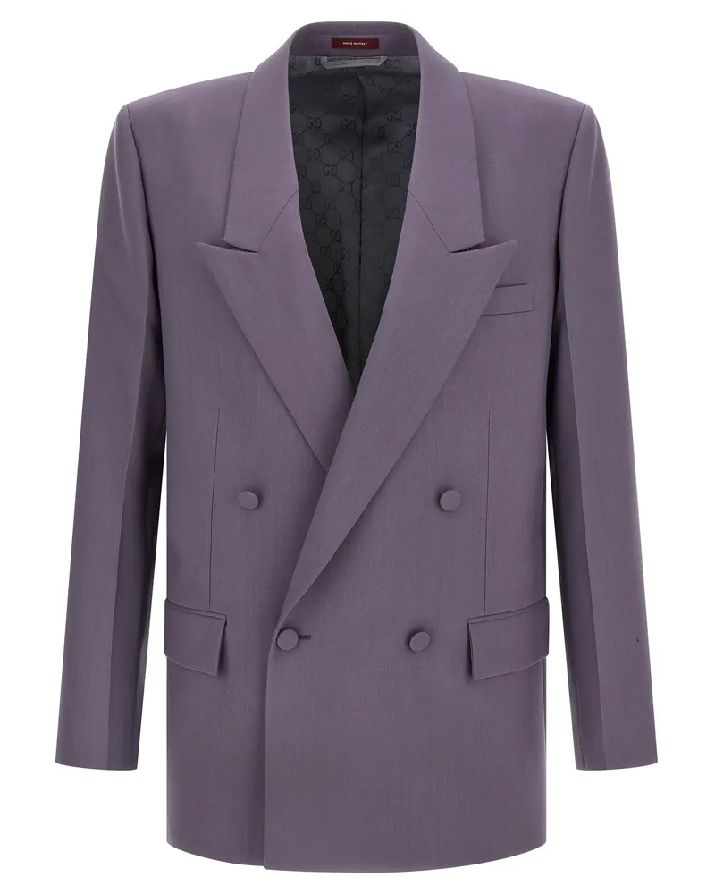 Gucci Zweireihiger Wollblazer Purple