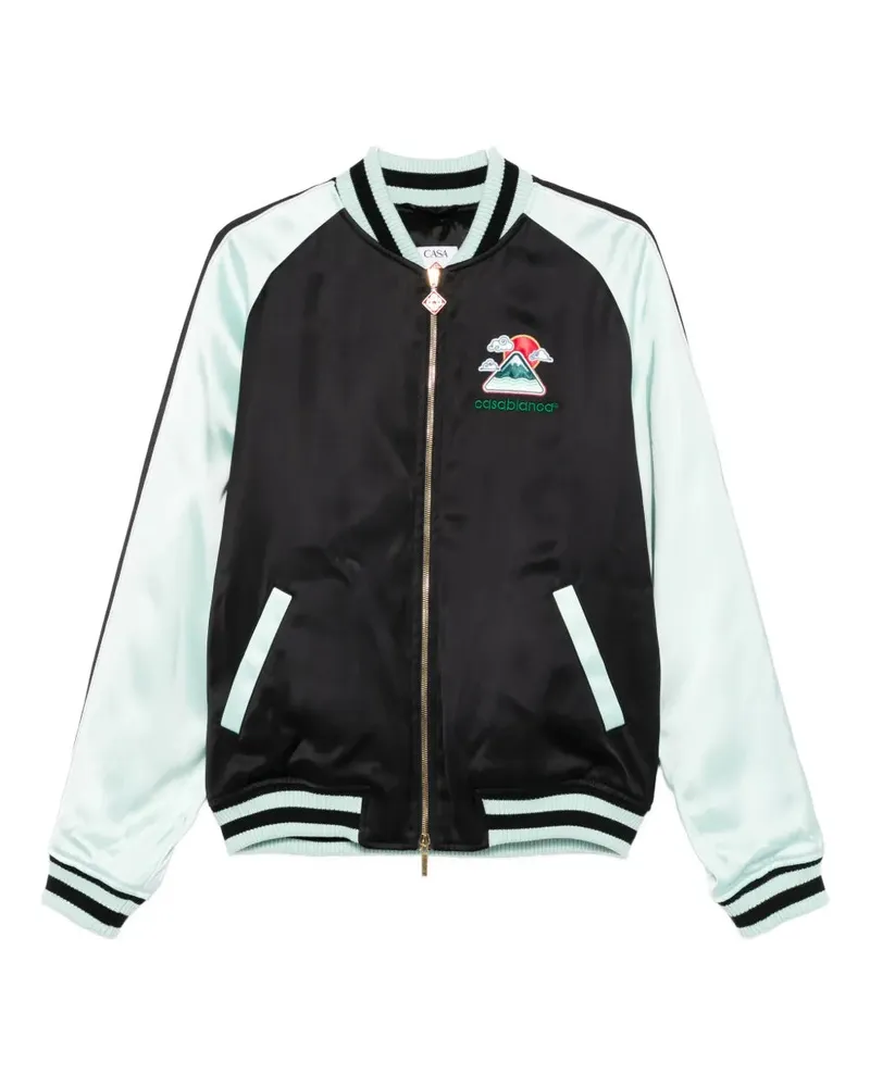 Casablanca Paris Denim Bomber Jacke mit gesticktem Logo Black