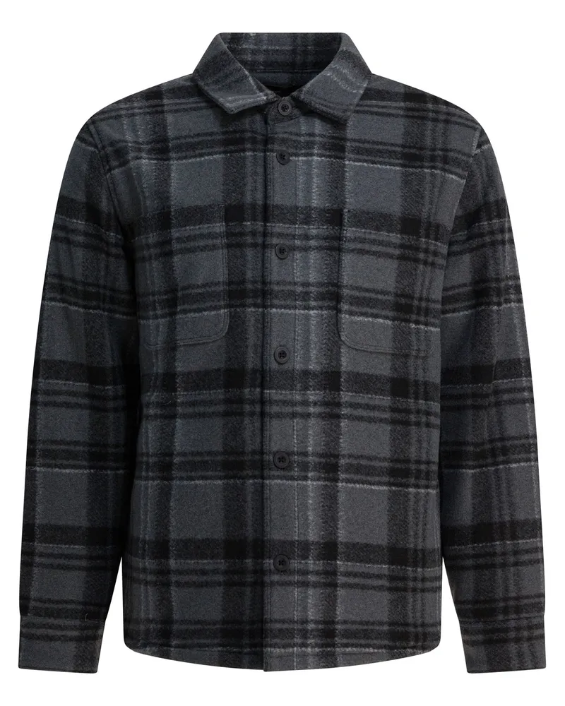 Vince Check Overshirt-Jacke Grey