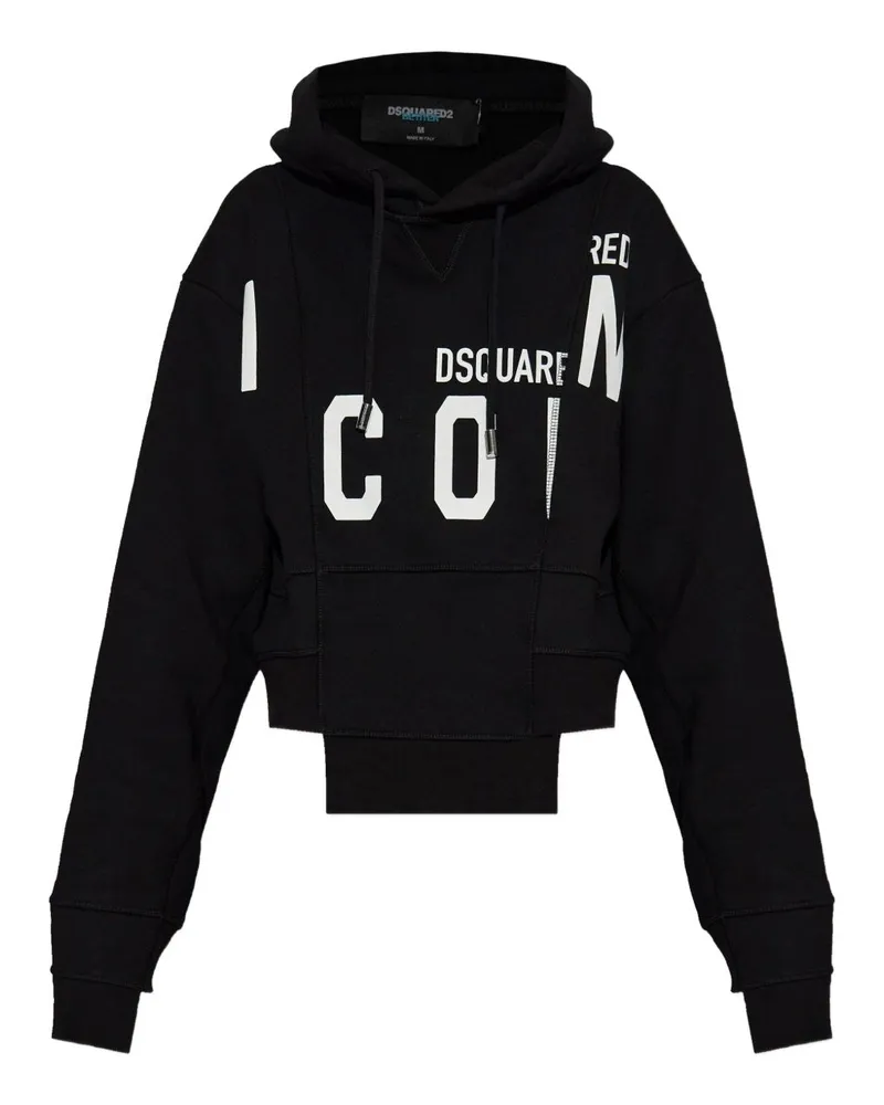 Dsquared2 Kurzer Kapuzenpullover aus Baumwolle von Black