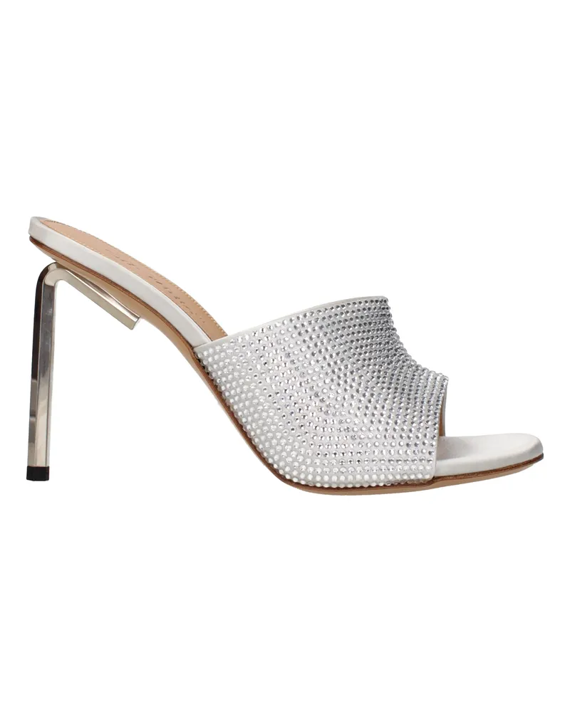 OFF-WHITE Off White Damens Satinsilberne Sandalen -