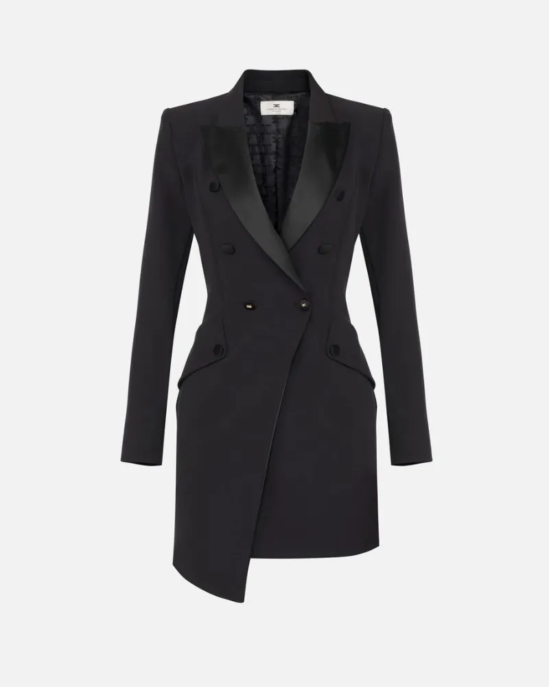 Elisabetta Franchi Robemanteau mit Tuxedo -Details Black