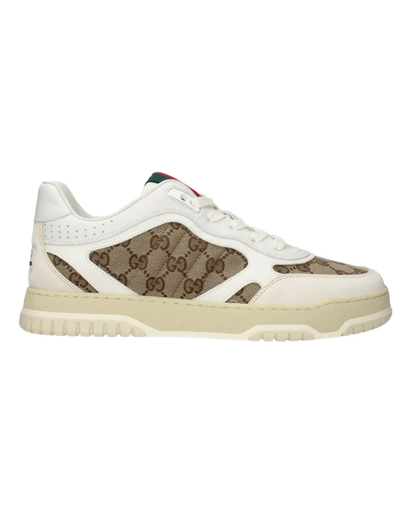 Gucci Sneakers Re Web Herrens Stoff Beige/Weiß -
