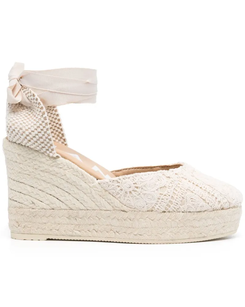 Manebí Yucatán Crochet Cotton Wedge Espadrilles White
