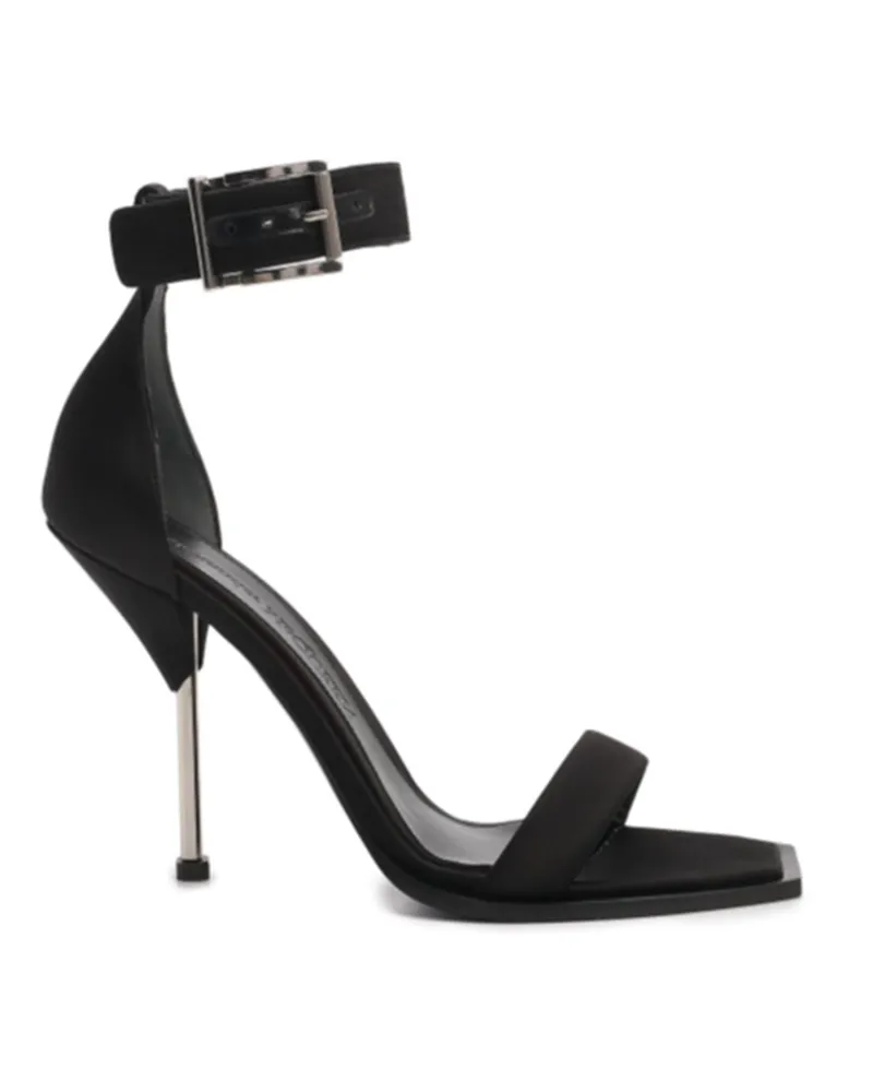 Alexander McQueen Seidensatin -Ferse Sandalen Black