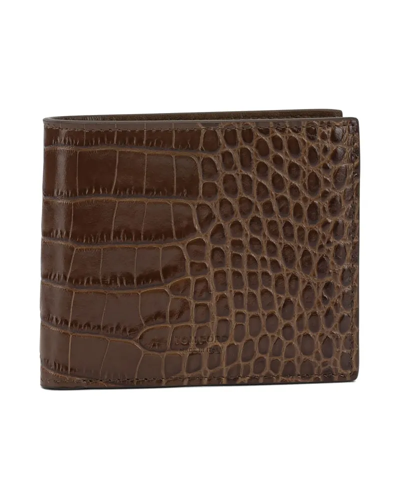 Tom Ford Lederbrieftasche mit Krokodildruck Brown