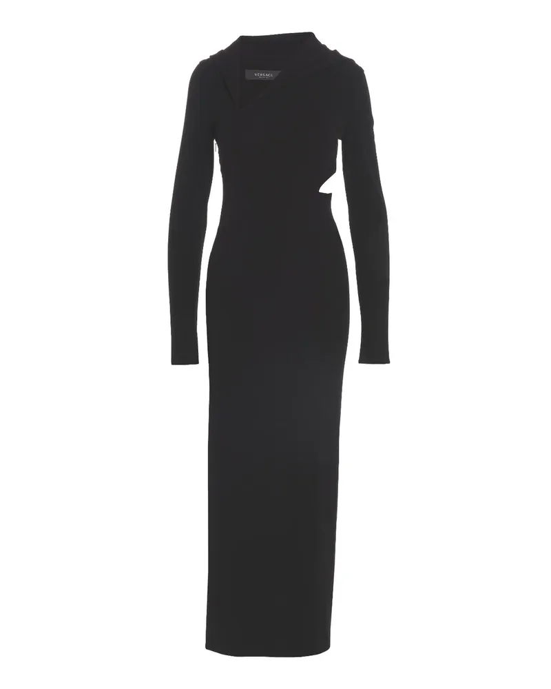 Versace Long ausgeschnittenes Kapuzenkleid aus Kapuze Schwarz