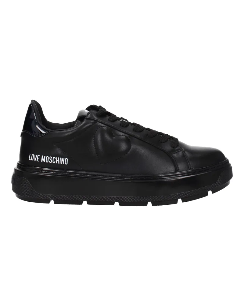 Moschino Damens Turnschuhe aus schwarzem Leder -