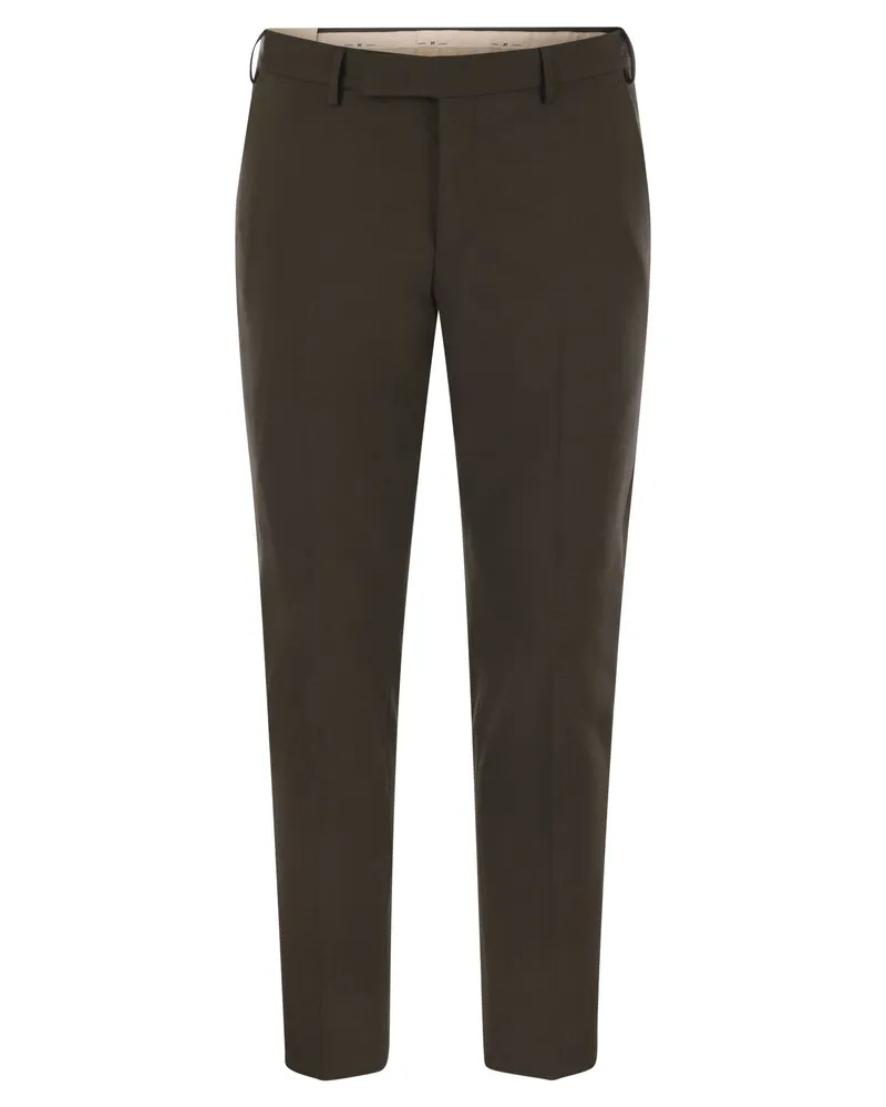 PT TORINO Dieci Stretch Virgin Wool Trousers Brown