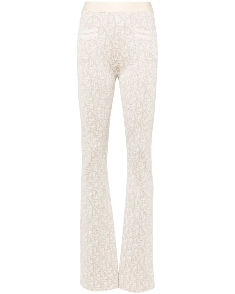 Palm Angels Monogramm Jacquard Strickhose White
