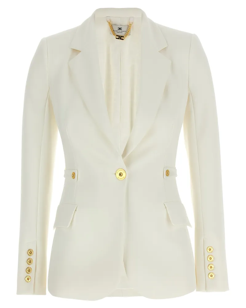 Elisabetta Franchi Jewel Gurt Blazer White