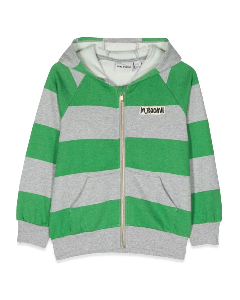 Mini Rodini Stripe Reißverschluss Hoodie Green