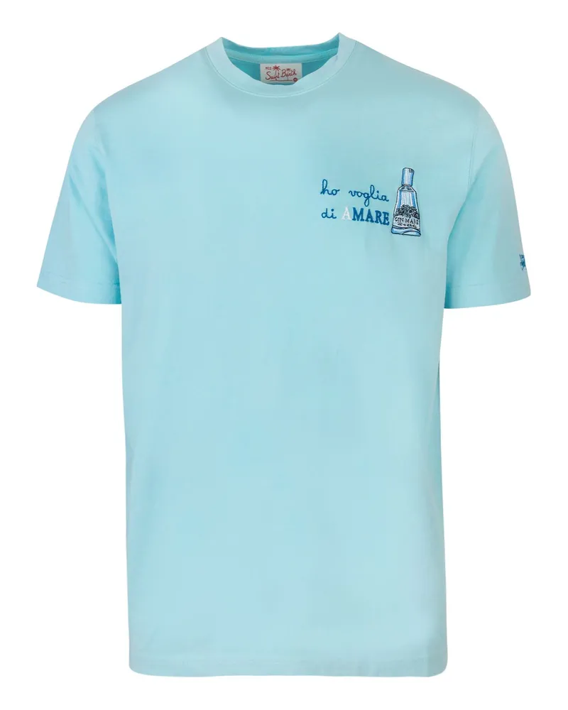 MC2 Saint Barth T Shirt Girocollo Ho Voglia di Amare Azzurra Blue