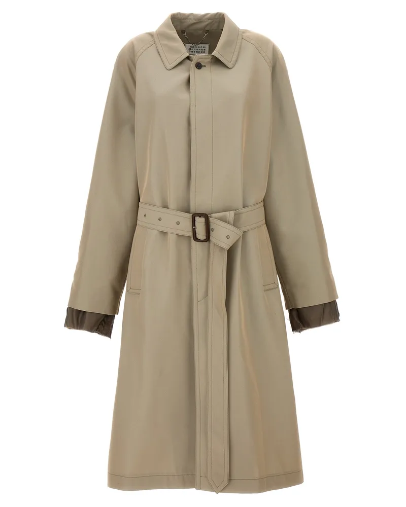 Maison Margiela Langer, einzelner Breast -Trenchcoat Beige
