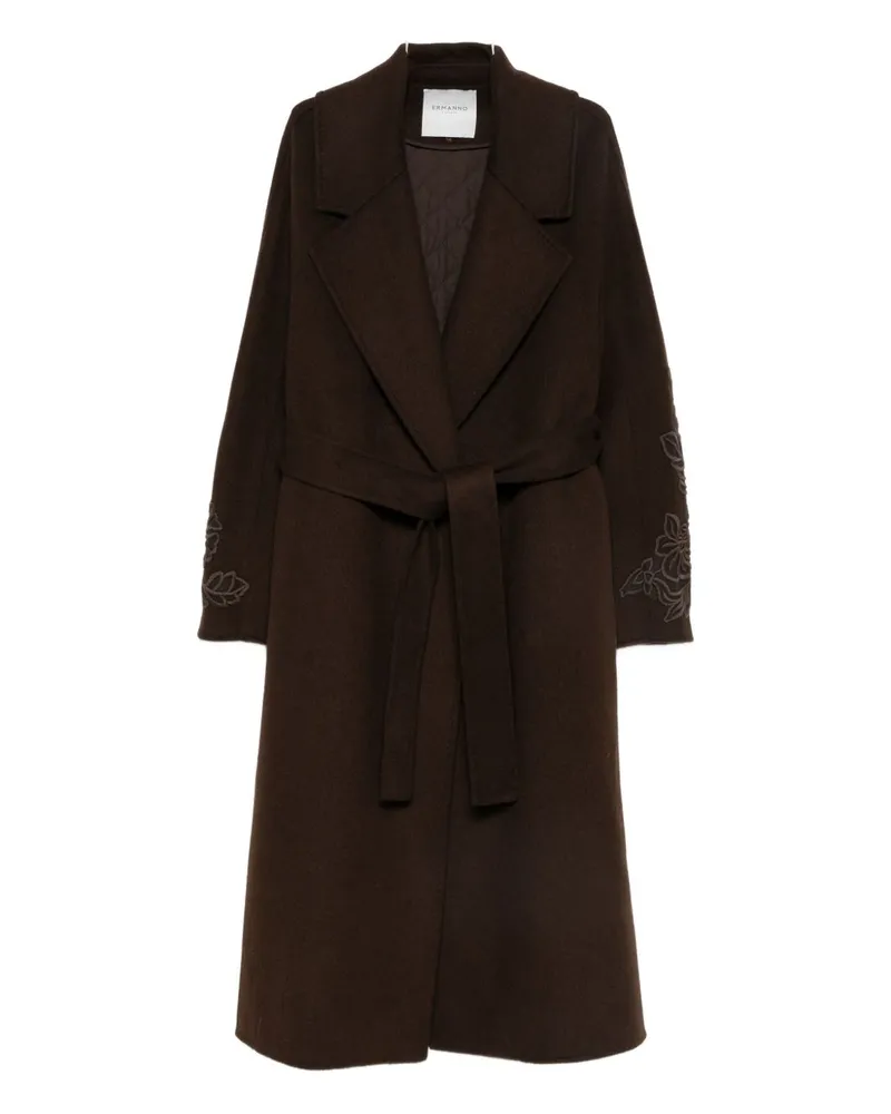Ermanno Scervino Langer Mantel mit Gürtel Brown