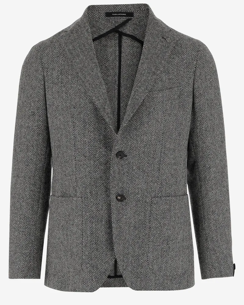 Tagliatore Wolle Tweed Single Breasted Jacke Grey