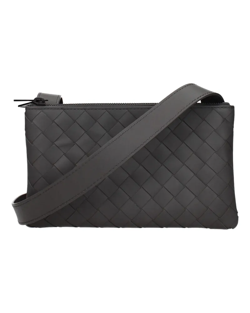 Bottega Veneta Herrens Umhängetaschen aus Leder in Grau/Graphit -