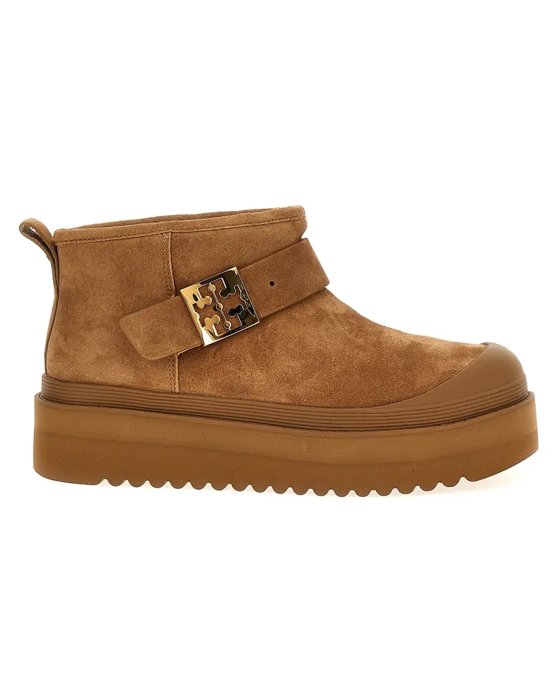 Tory Burch Mellow Shearling Platform' Knöchelstiefel Brown