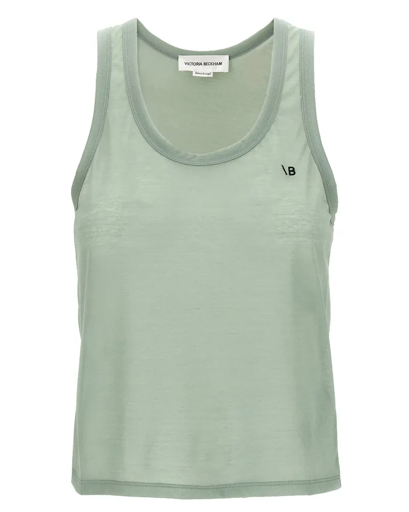 Victoria Beckham Logo Stickerei Tank Top Green