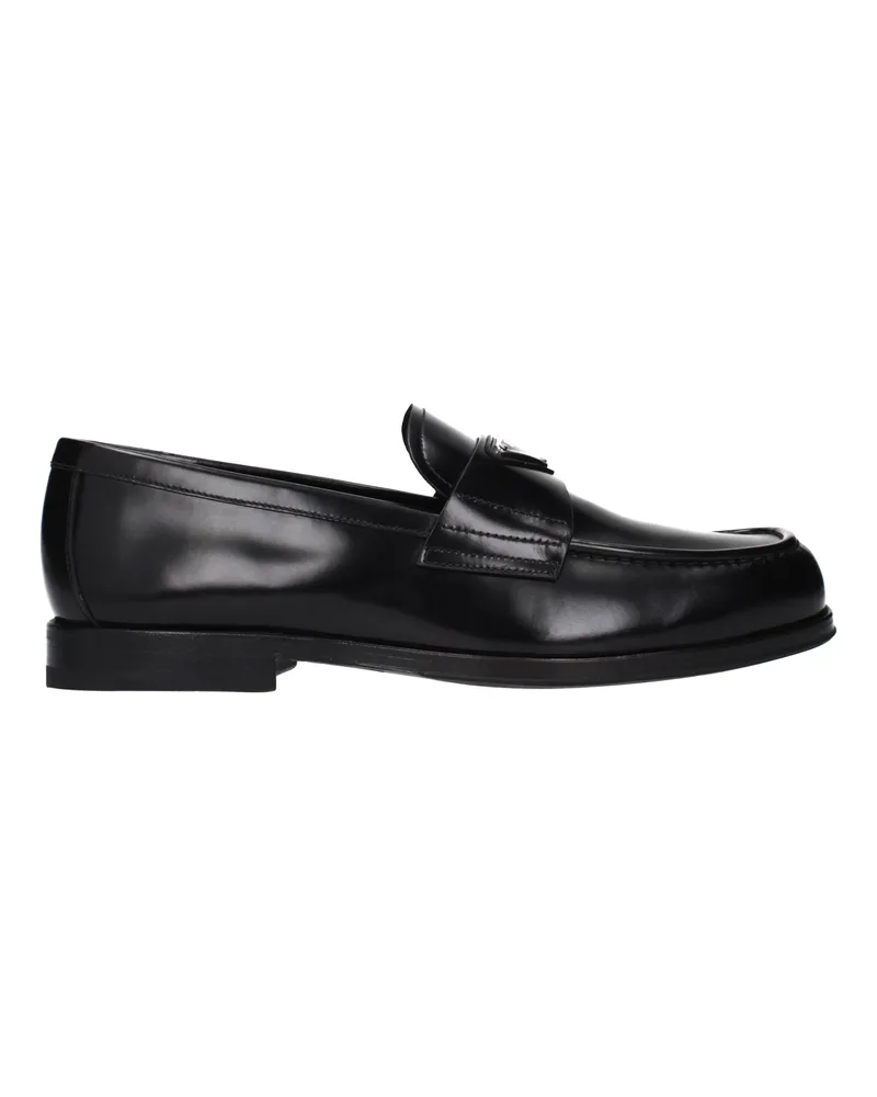 Prada Herrens Schwarze Leder-Loafer -