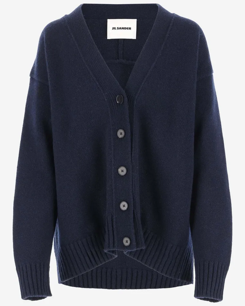 Jil Sander Cashmere Mix Cardigan Blue