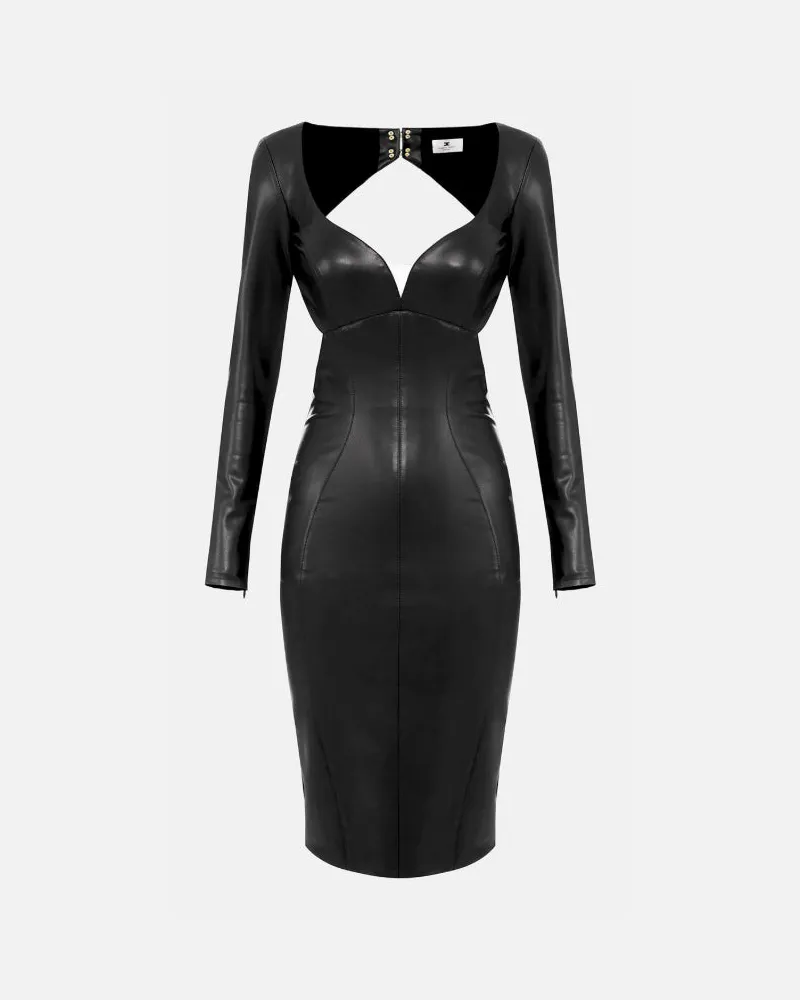 Elisabetta Franchi Kleid mit Ausschnitten und Juwelenhaken Black
