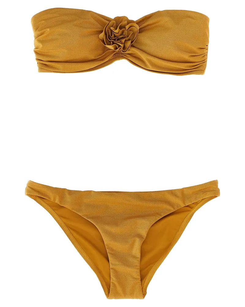 Zimmermann Lucky Bandeau Flower' Bikini Beige