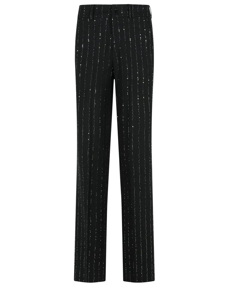 Philipp Plein Lady Fit' Paillettenhose in schwarzer Wollmischung Black