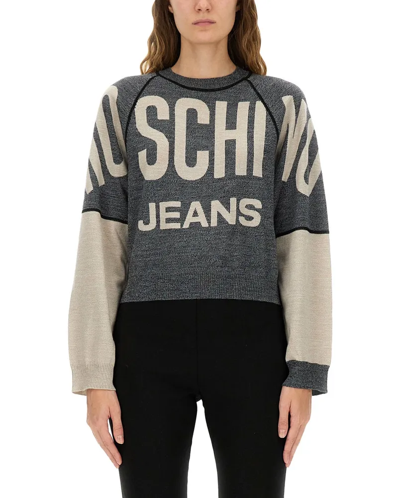 Moschino Moschino -Jeans -Trikot mit eingelegtem Logo Grey
