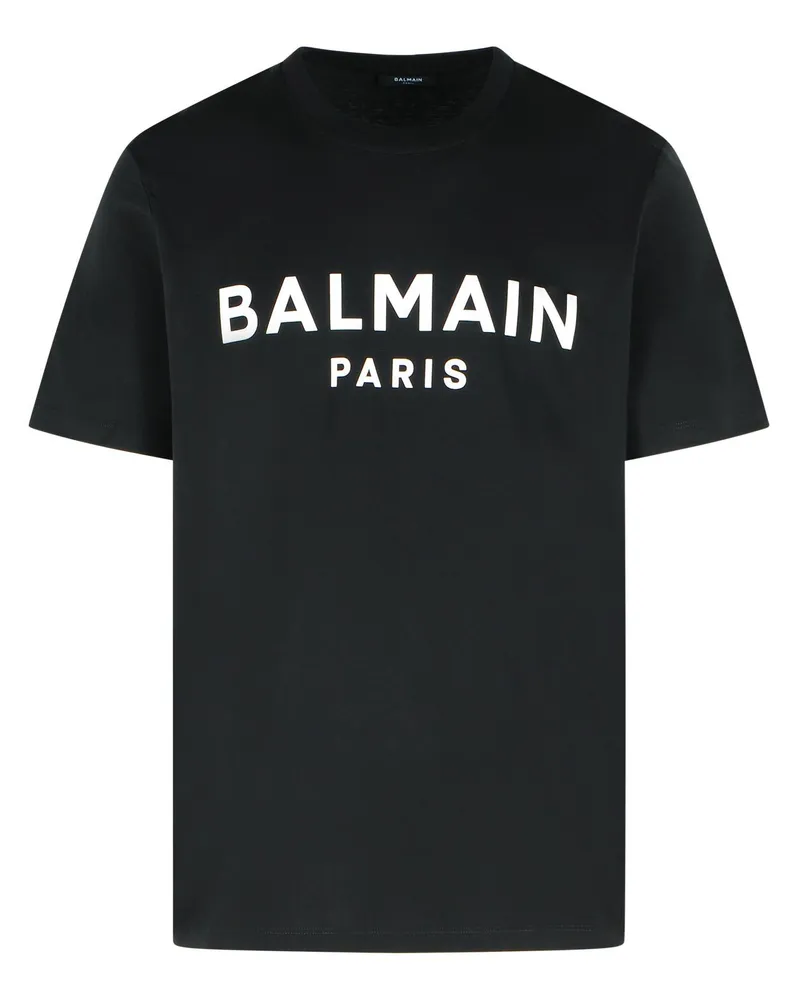 Balmain Schwarzes Baumwoll-T-Shirt von Black