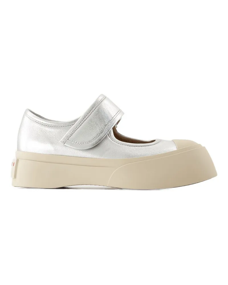 Marni Mary Jane Sneakers  Leder Silber Silver