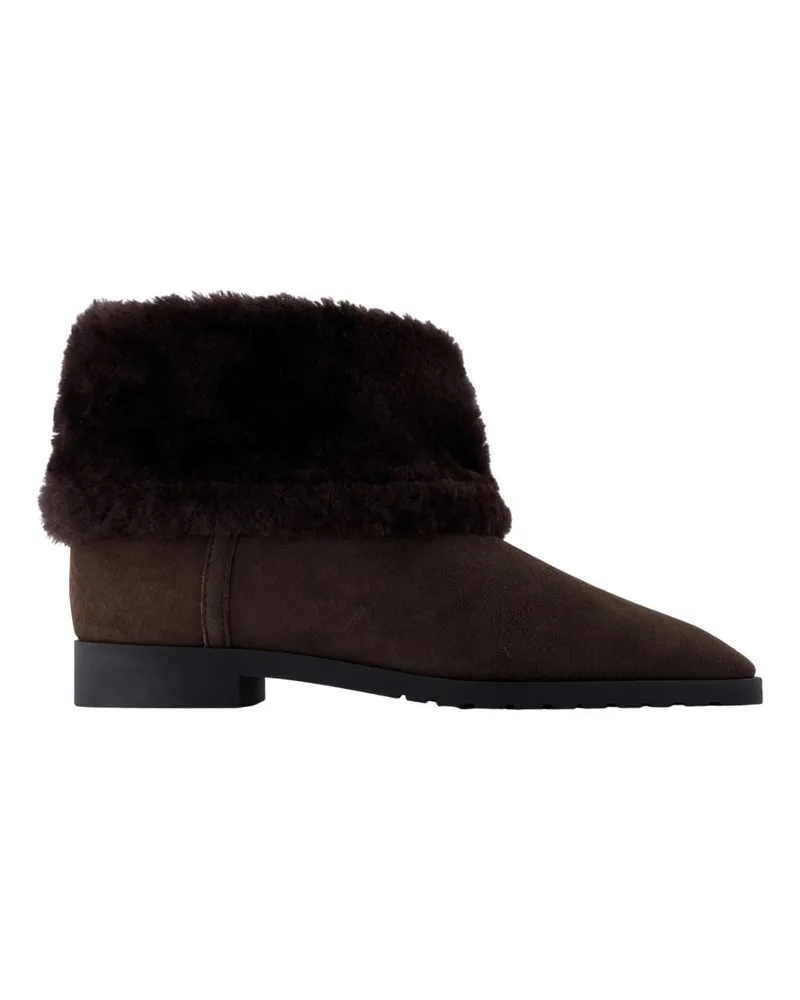 Totême Falten Sie Knöchelstiefel Totem Lederbraun herunter Brown