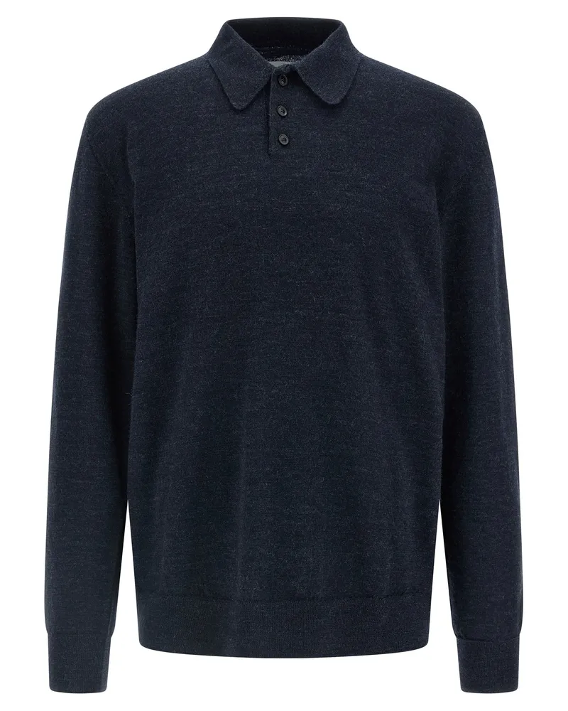 Maison Margiela Wildleder Patch Polo -Hemd Blue