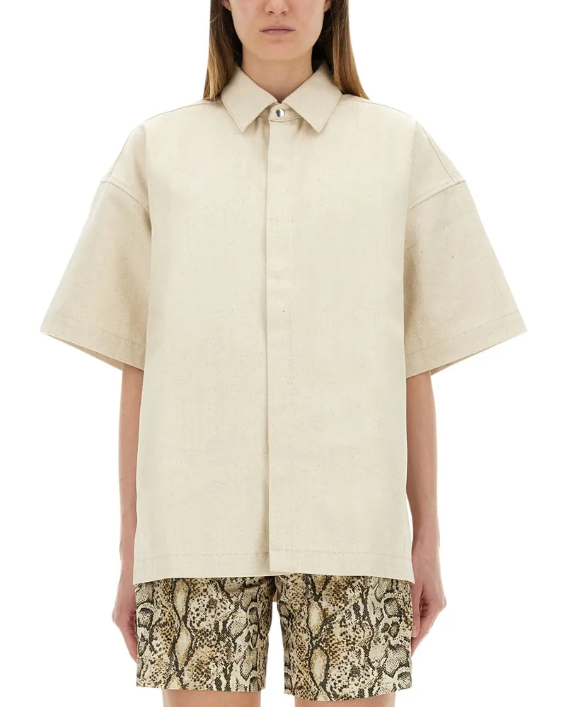 Jil Sander Jil Schleifer schweres Baumwollhemd Beige