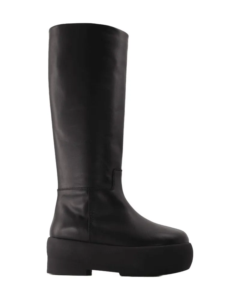 Gia Borghini Röhrenstiefel in schwarzem Leder Black