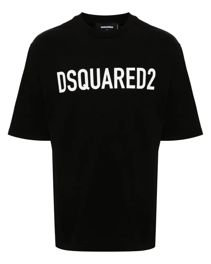 Dsquared2 Logo Baumwoll -T -Shirt Black
