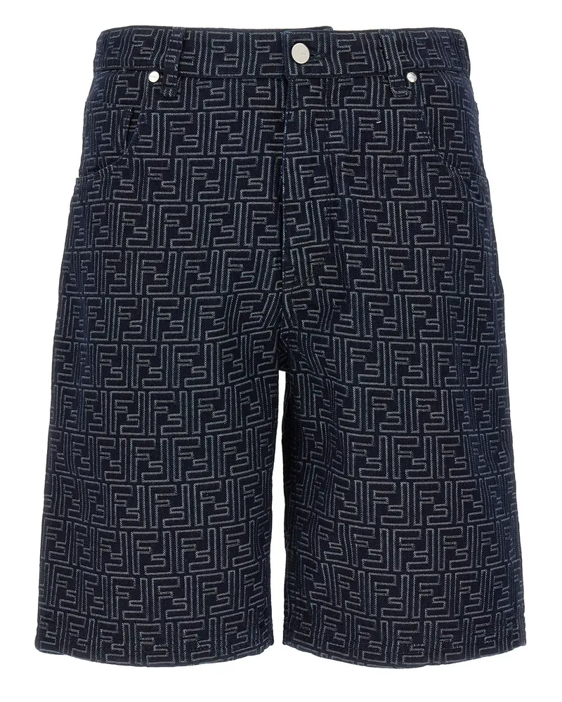 Fendi Bermuda Jeans Jacquard FF Blue